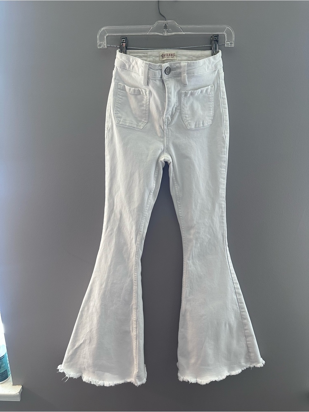 Shyanne White Frayed Hem Flare Jeans
